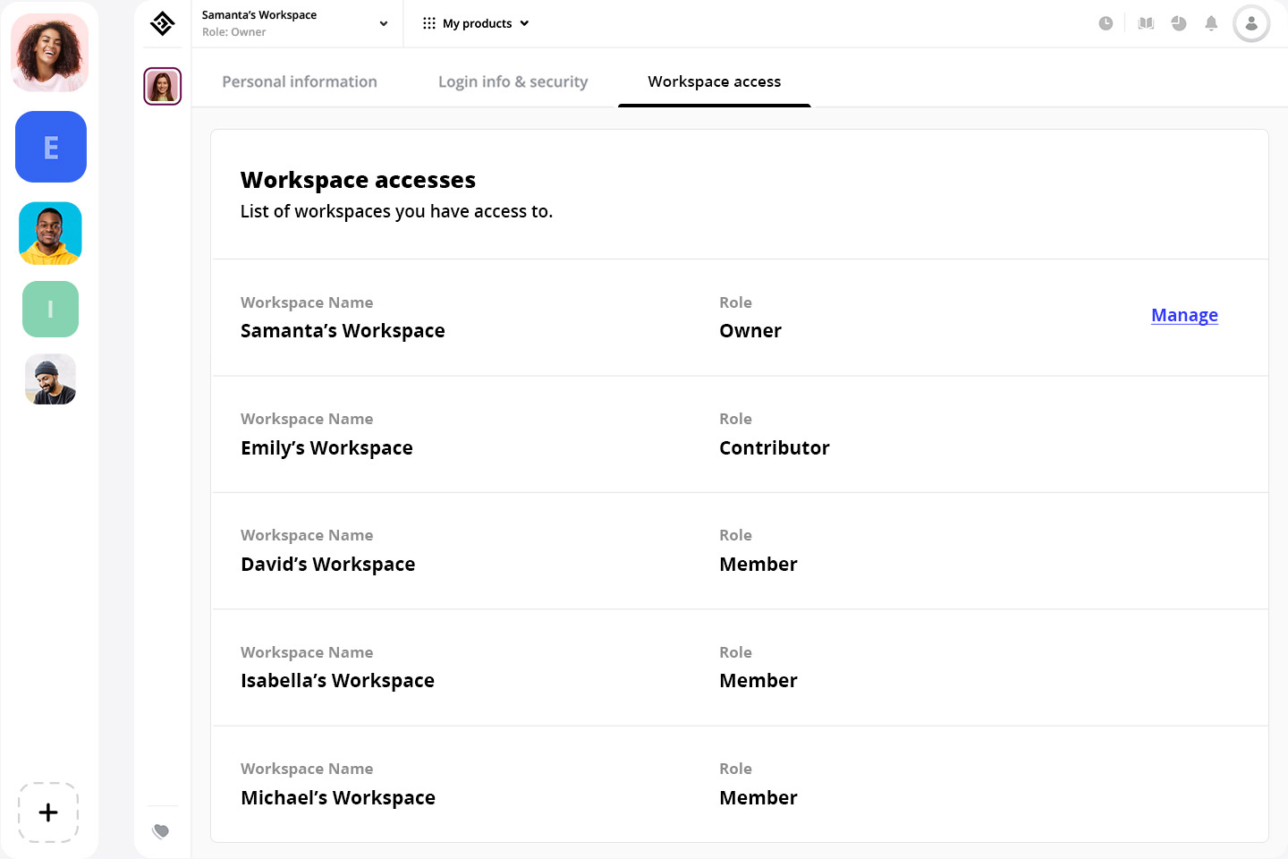 Separate client workspaces
